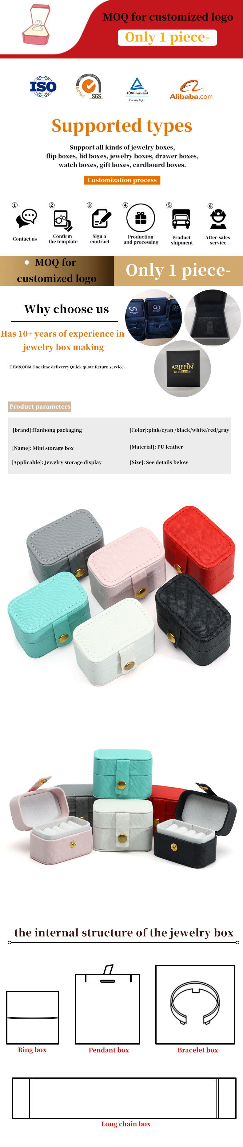 Leather Jewelry Case Portable Mini Travel Organizer for Ring Earring Necklace Storage