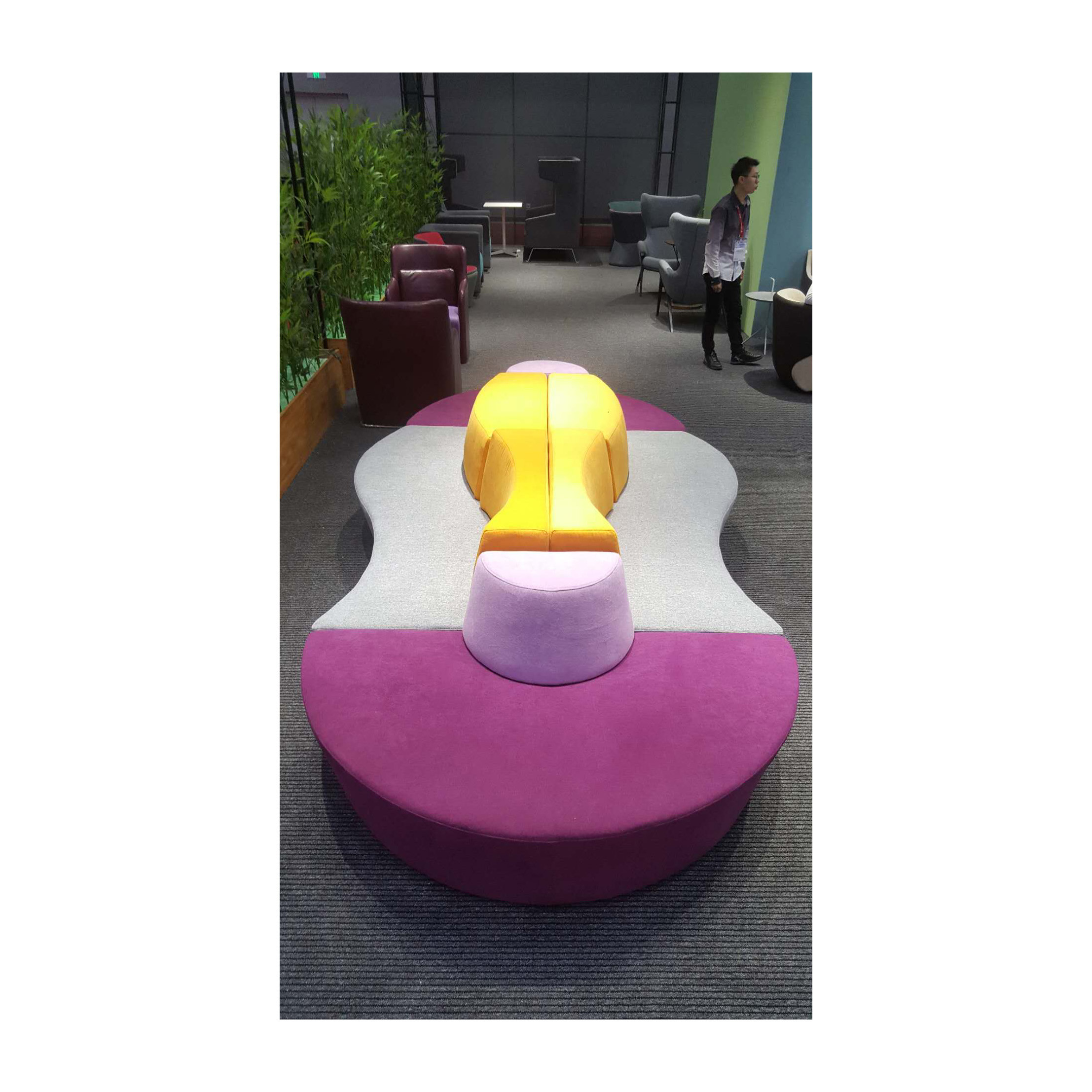Custom Shared Workspace Furniture Collaborative Lounge Seating bench