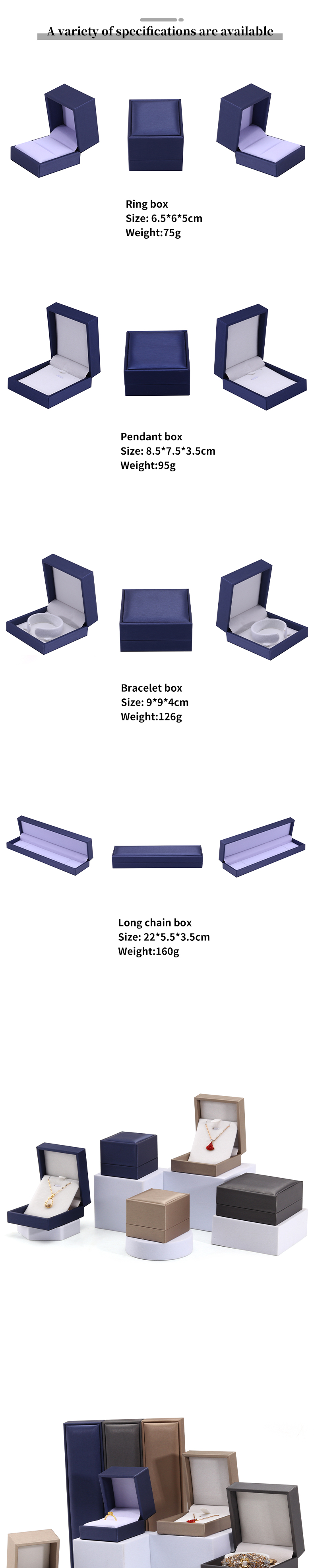 Customer's Logo Hanhong Jewelry Packaging Box Luxury Leather Ring Necklace Jewelry Box
