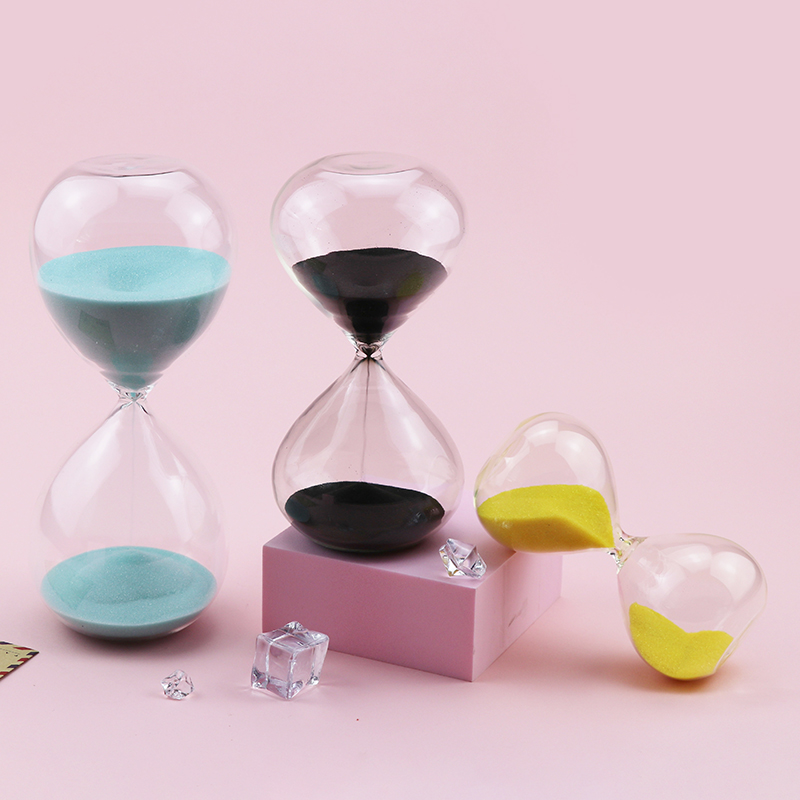 Flat Glass Sand Hourglass Timer Logo Customized Contemporary Style