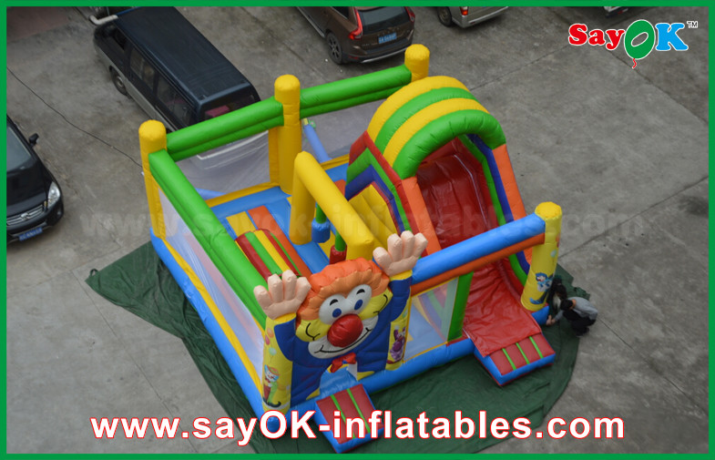 0.55mm PVC Clown Inflatable Bounce Jumping Kinds Happy Bouncer Castle For Children
