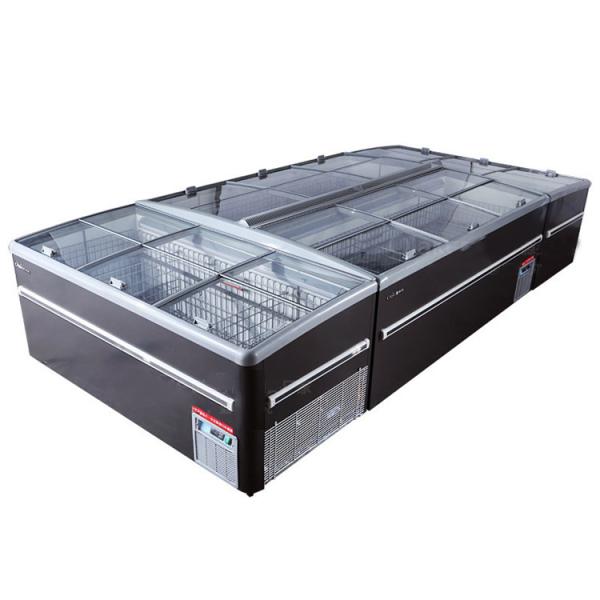 Supermarket glass sliding door chest single temperature island display deep