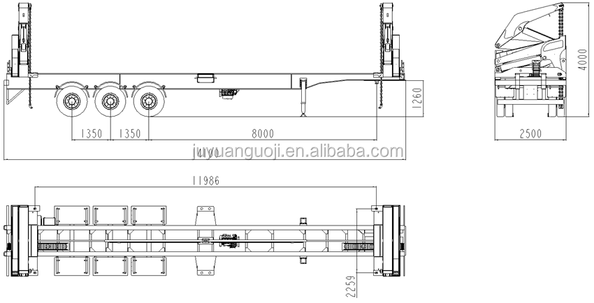 Max Payload 60000KGS 20ft 40ft Container Side Loader Trailer for Terminal Yard Transport