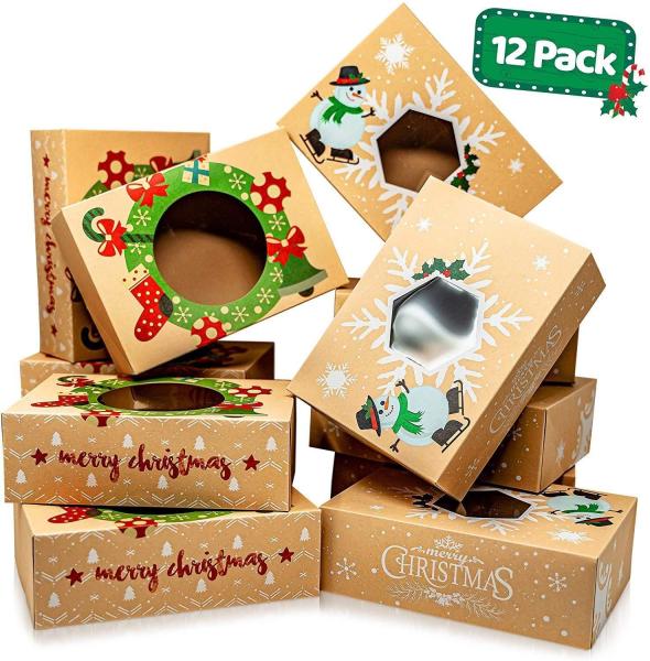 Kraft Foldable Christmas Gift Box Packaging For Chocolate Cake Bakery Dessert