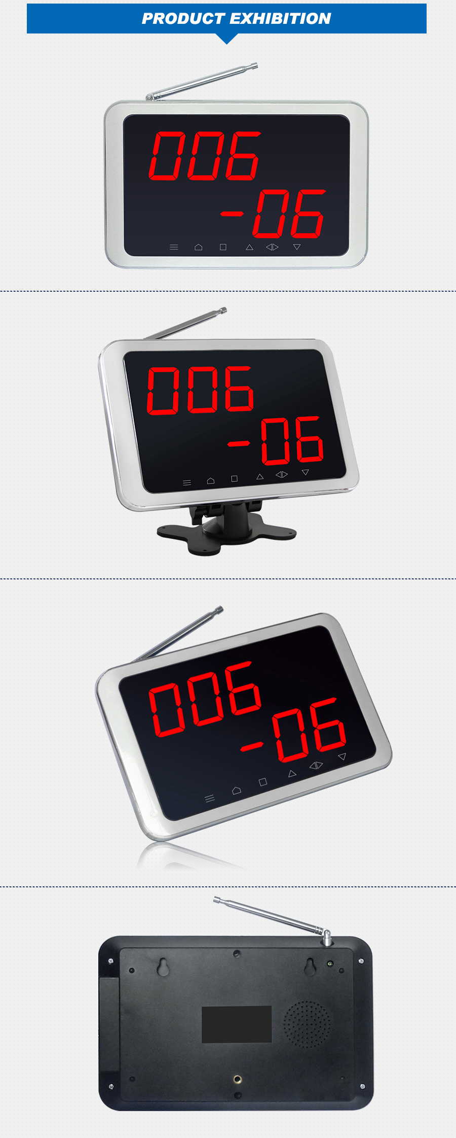 No cable and easy installation wireless restaurant call pager system