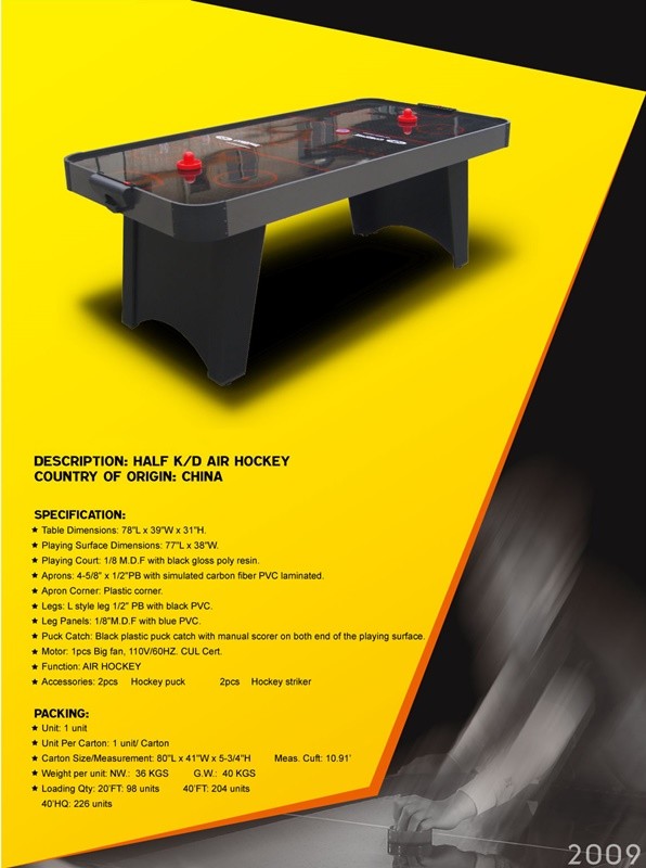 Easy Assembly Air Hockey Game Table 7FT Plastic Corner With Black Playing Surface
