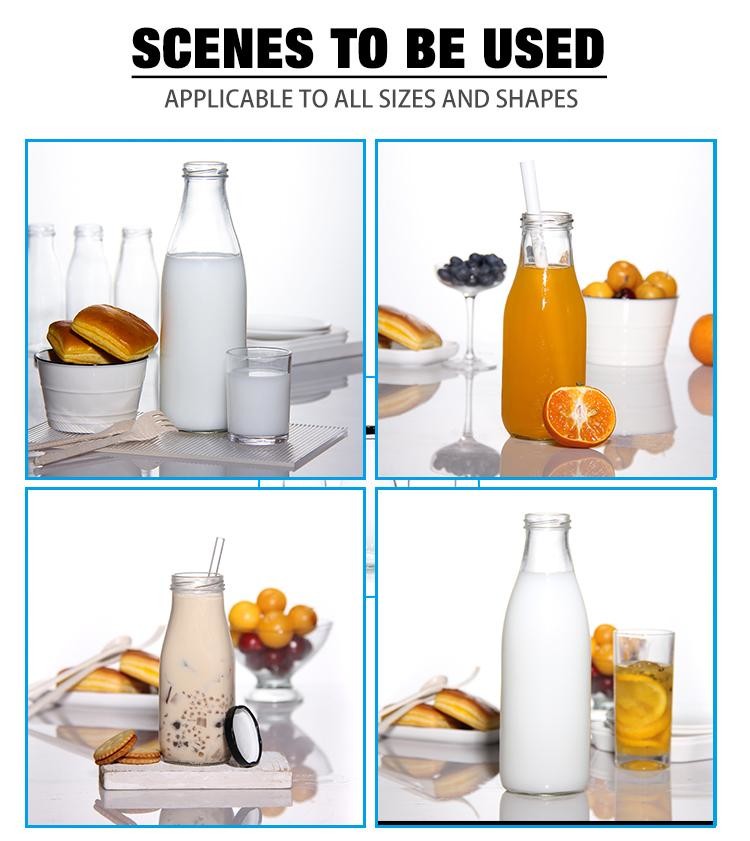 Eco Friendly Frosted Bulk Glass Milk Bottles 16 Oz Kombucha Bottles With Lid