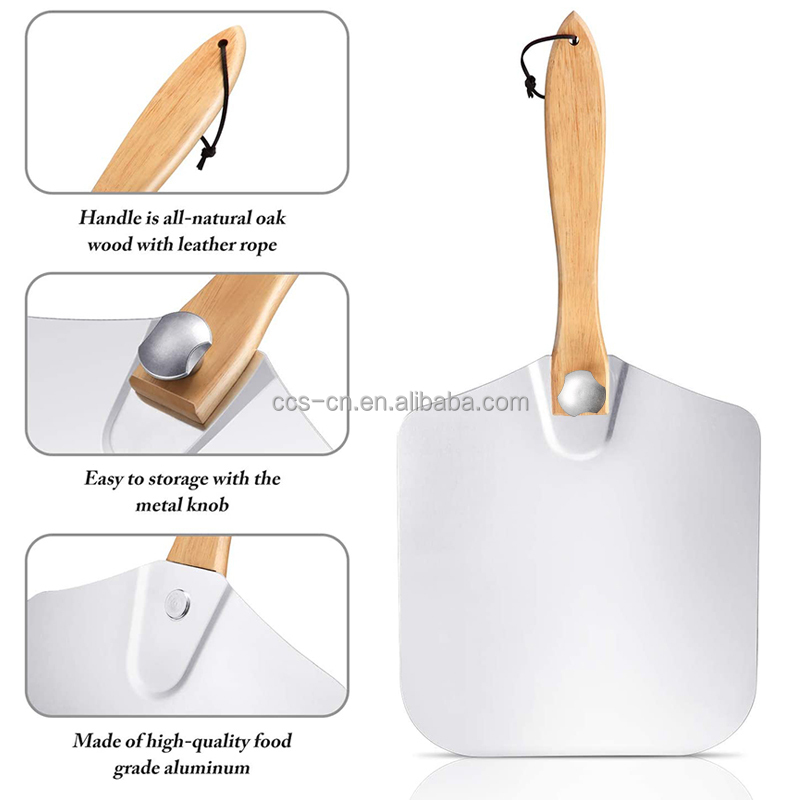 12"*14"*25'' Pizza Turning Peel Foldable Wooden Handle Aluminum Pizza Peel
