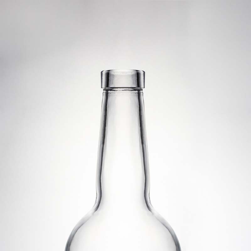 Customized Logo Glass Collar 700ml Round Liquor Bottle for Vodka Brandy Whisky and More