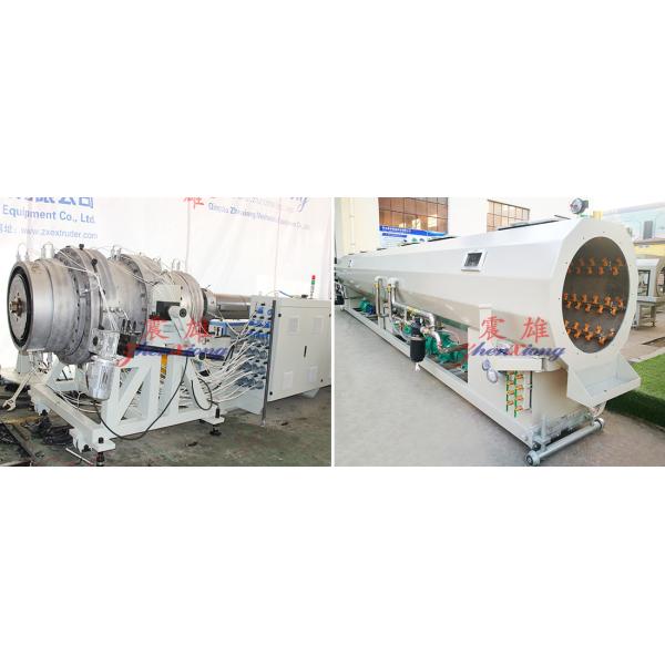 Close-up view of pipe extrusion machine components