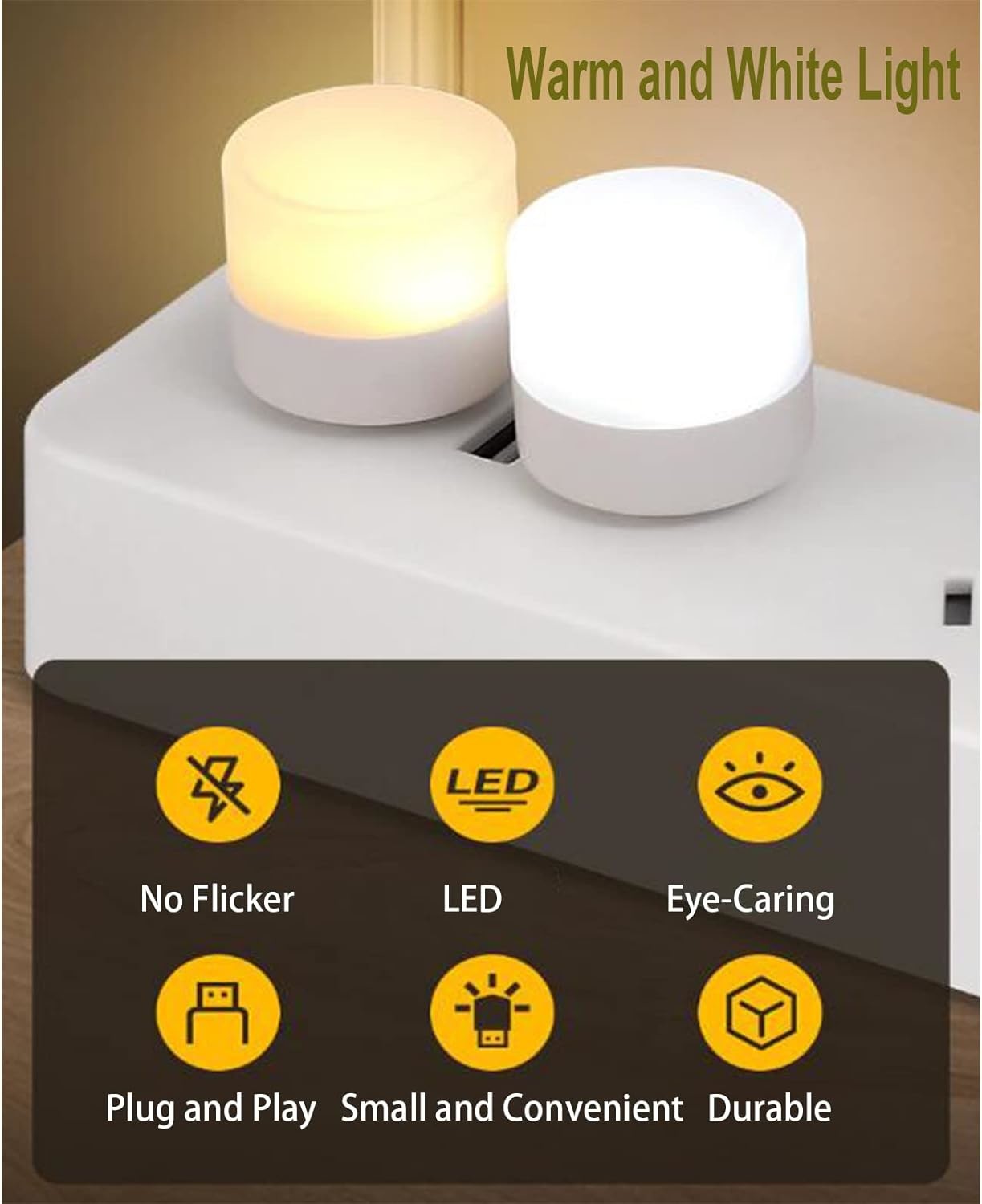 USB Night Light LED Mini Light Bulb Plug in Night Light Small Night Lights USB Light Bulb for Bedroom, Bathroom, Hallway