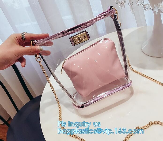 Gift bag clear shopping bag custom PVC plastic shopping bag, shiny pvc handle shopping hand bag clear tote bags ladies h
