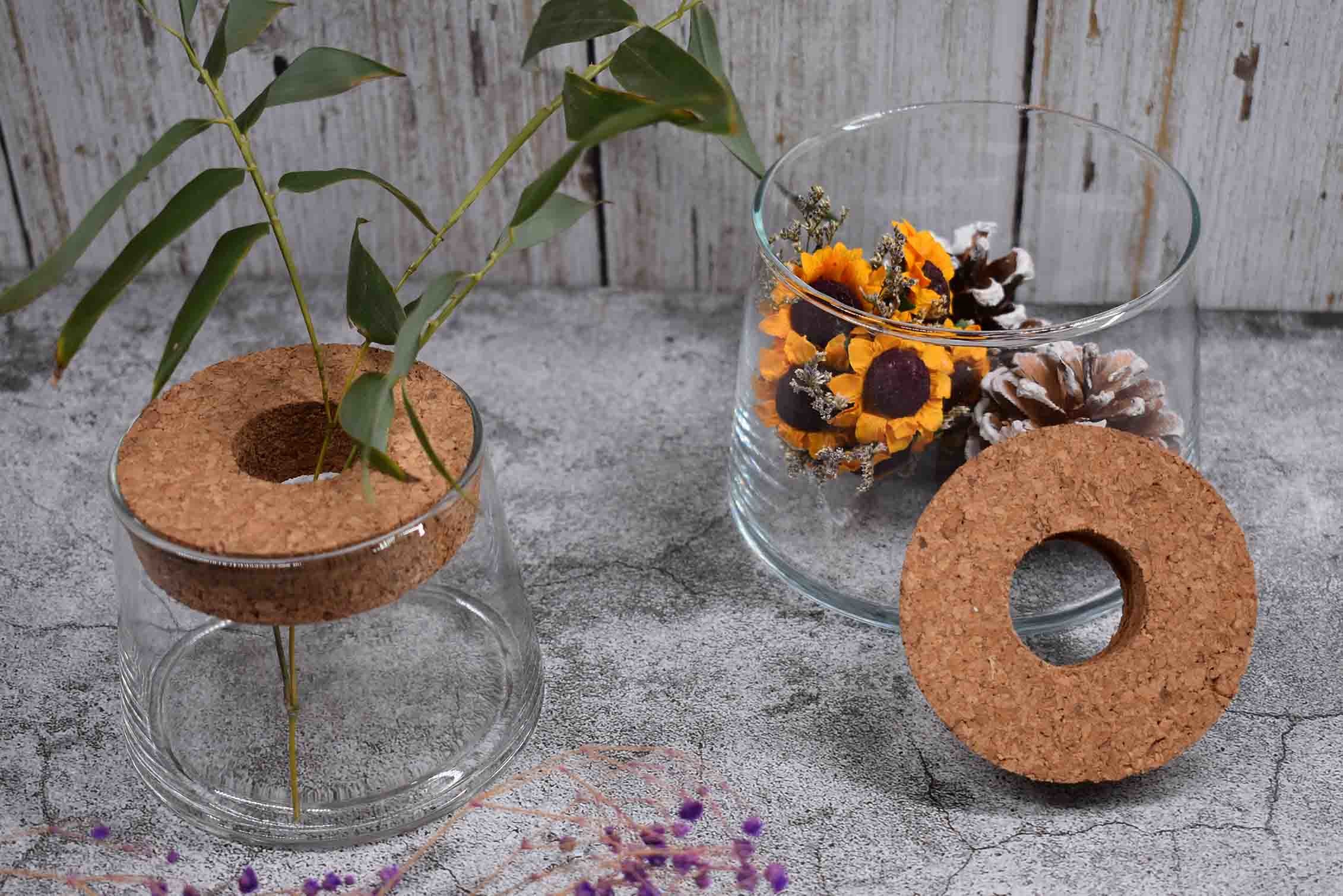 Yuelin Large Glass Vase With Cork Lid Top Dampproof 1.9in