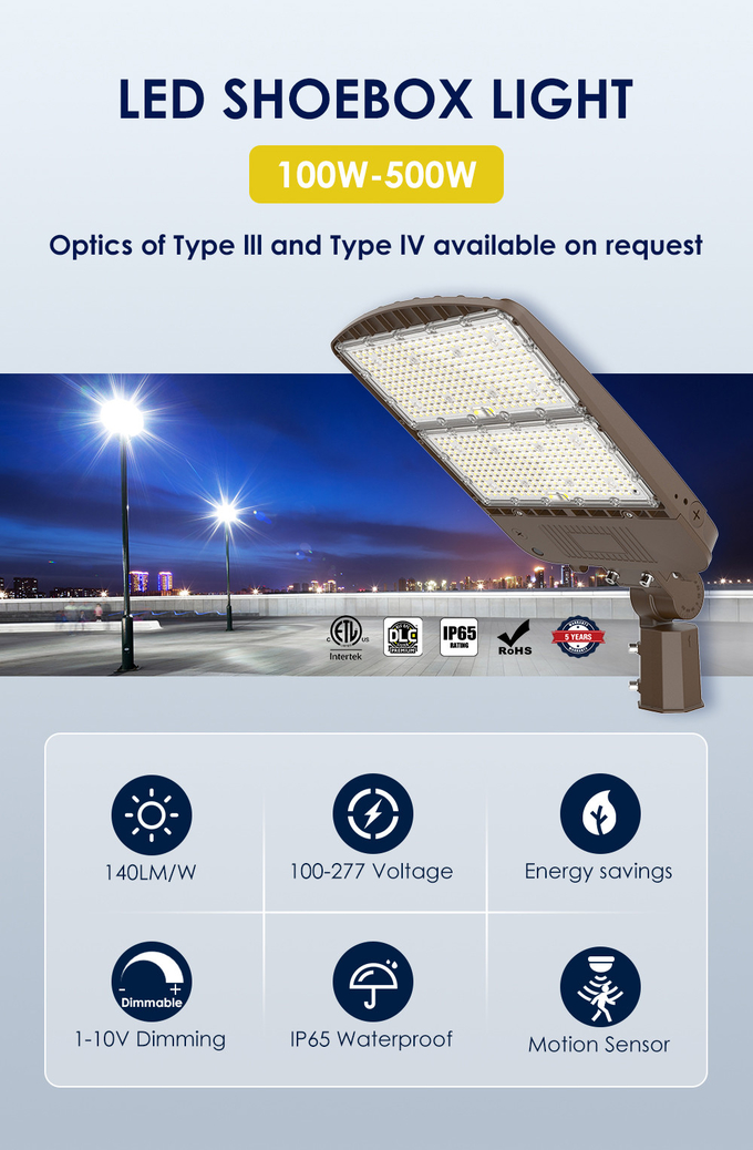 Bronze IP65 LED Parking Lot Lighting 3500K 4000K 5000K Selectable