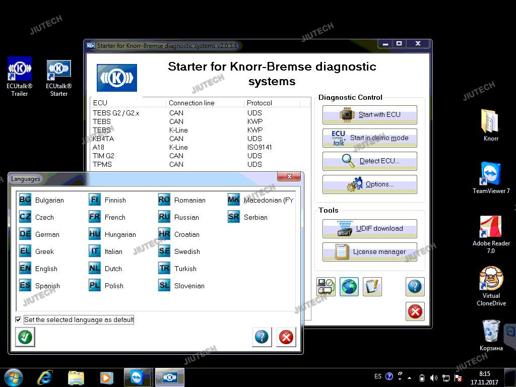 2024 Truck Trailer Brake Diagnostic Tool for KNORR-BREMSE Diagnostic Kit Knorr NEO UDIF Interface+Getac F110 Tablet