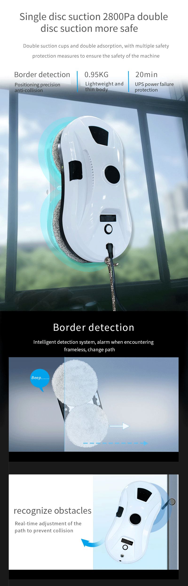 App-Controlled Huidi HCR-11 Household Smart Phone Window Cleaning Robot Vacuum for Home