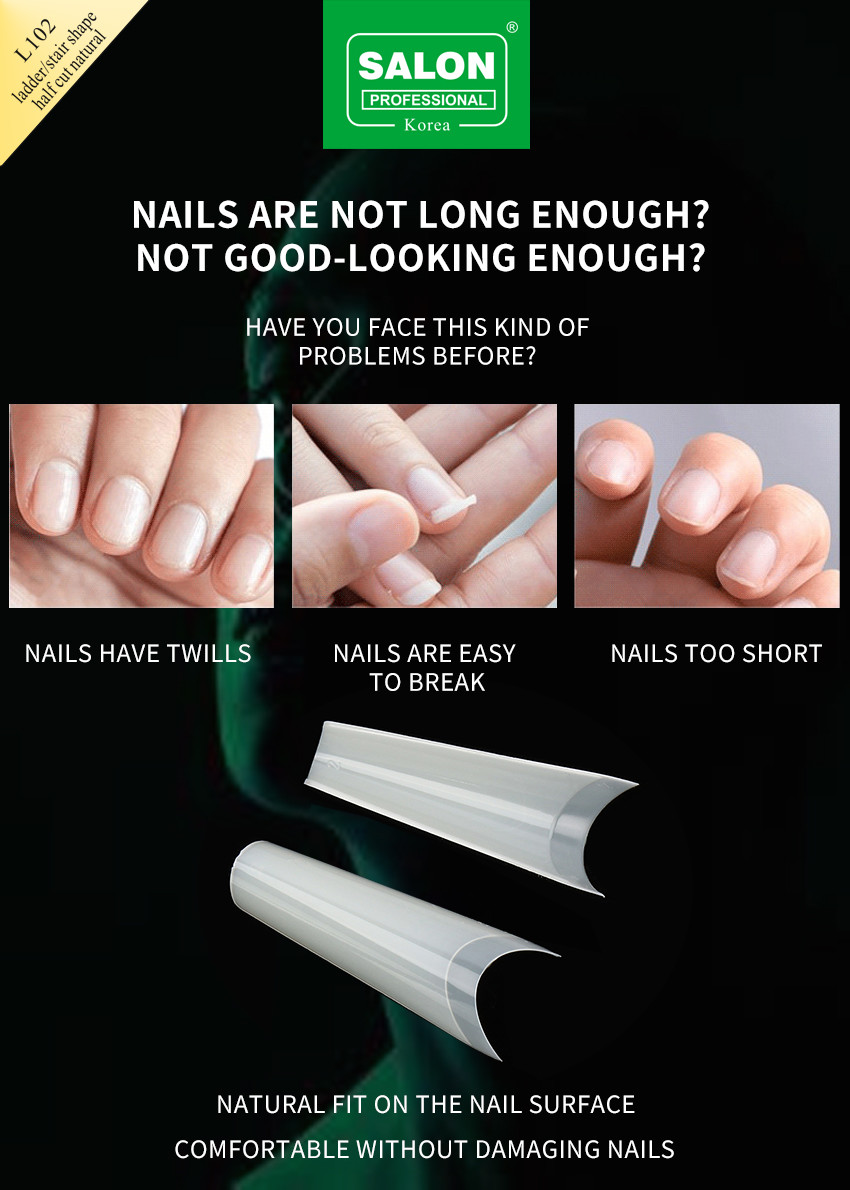 Artificial Fingernails ABS Clear Color 500 Pieces Easy Application False Nails For Salon Nail Art