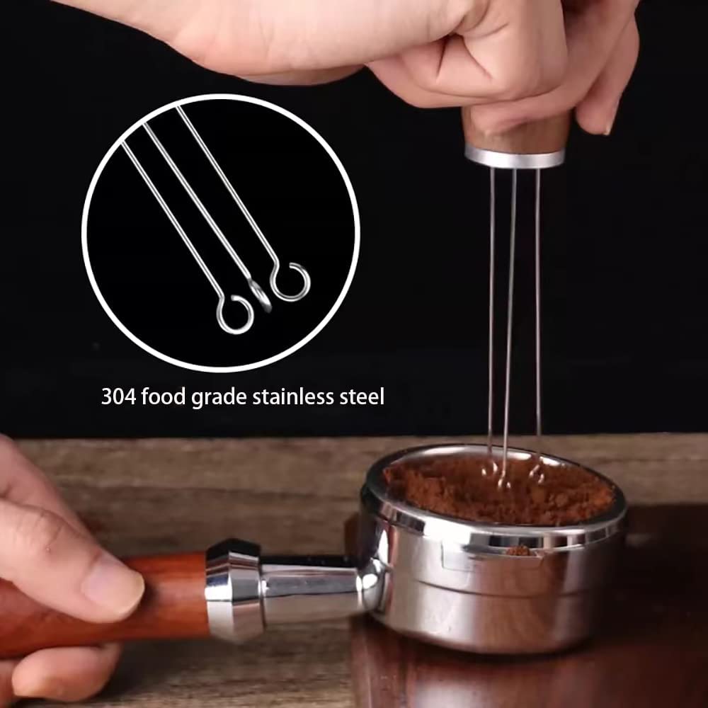 Hot selling Stainless Steel Coffee Cloth Powder Needle With Natural Wood Handle For Stirrer