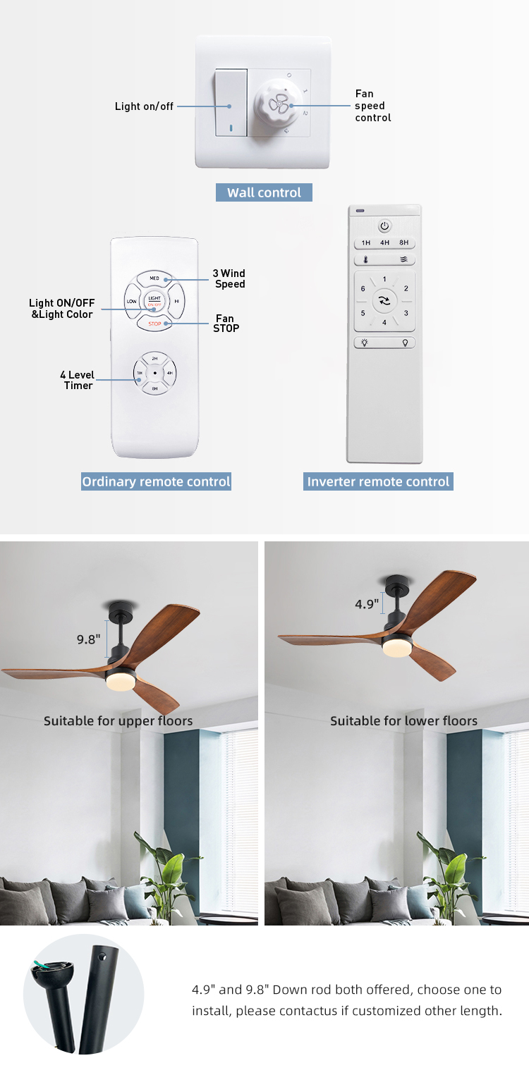4100K 3 Blade Wood Ceiling Fan Light