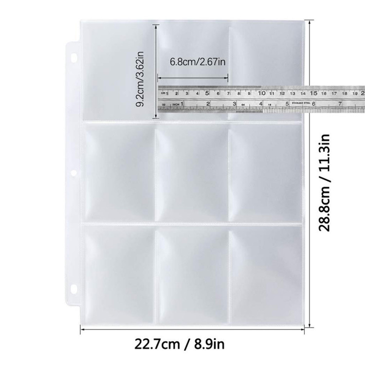 9 Pocket Plastic Mtg Card Sleeves , Leakproof 32.6*20cm Credit Card Sleeves