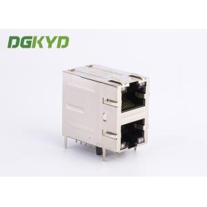 Gigabit Ethernet Modular Jack 2 Port RJ45 Connector 2x1 Offset St / Jk With Leds