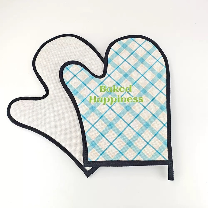 Customizable Printable Sublimation Oven Gloves Kitchen Oven Mitts With Black Edge