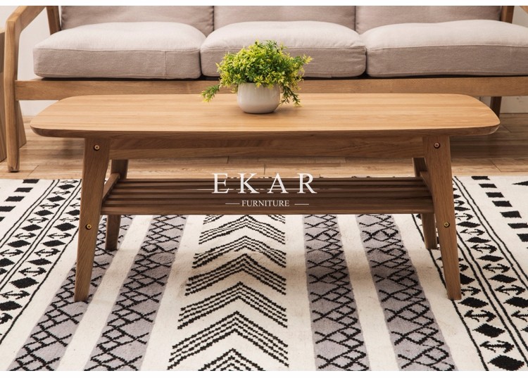 Oval Coffee Table 4 Legs Solid Wood Egyptian Style Living Room Furniture