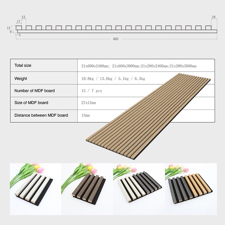 Wood Veneer Luxury Acoustic Panels Fabric Wooden Grooved Fluted
