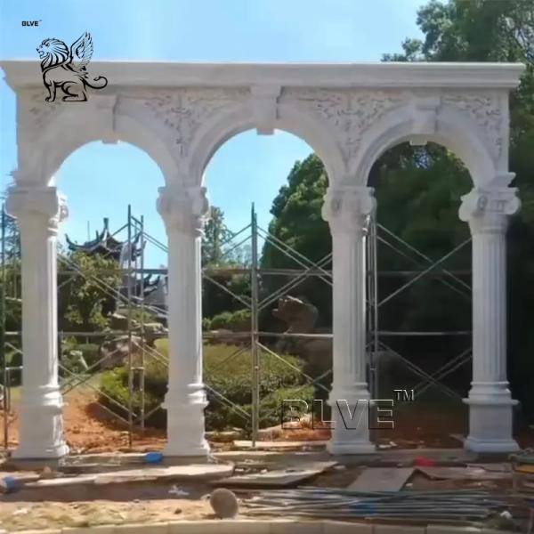 White Marble Porch Pillar Natural Stone Roman Greek Columns Outdoor Garden
