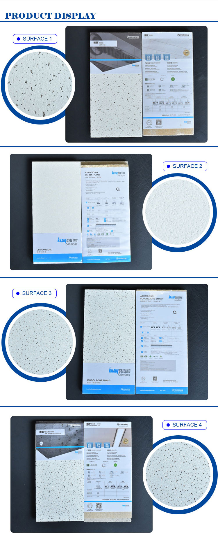 Mineral Fiber Ceiling Board Acoustical Mineral Fiber Plate OEM