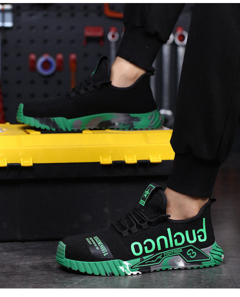 Breathable Fly Knit Safety Shoes With Kevlar Midsole Standard Steel Toe Anti Smashing Rubber Sole