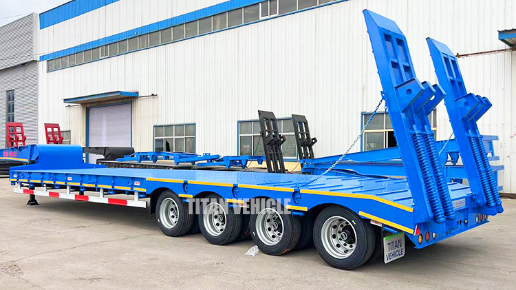TITAN 4 Axle 100 Tons Semi Lowbed Trailer Low Bed Truck Lowboy Lowloader Trailer for Sale