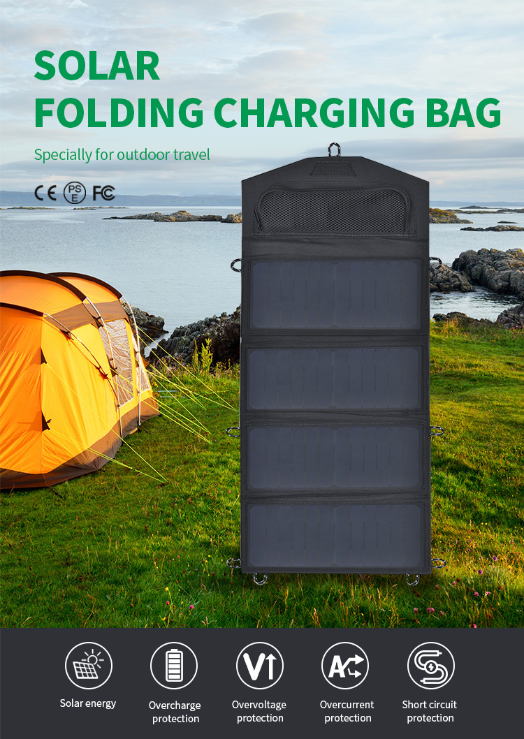 28W 6V/4.66A Travel Waterproof Charge Low Power Solar Panel Outdoor Foldable Portable