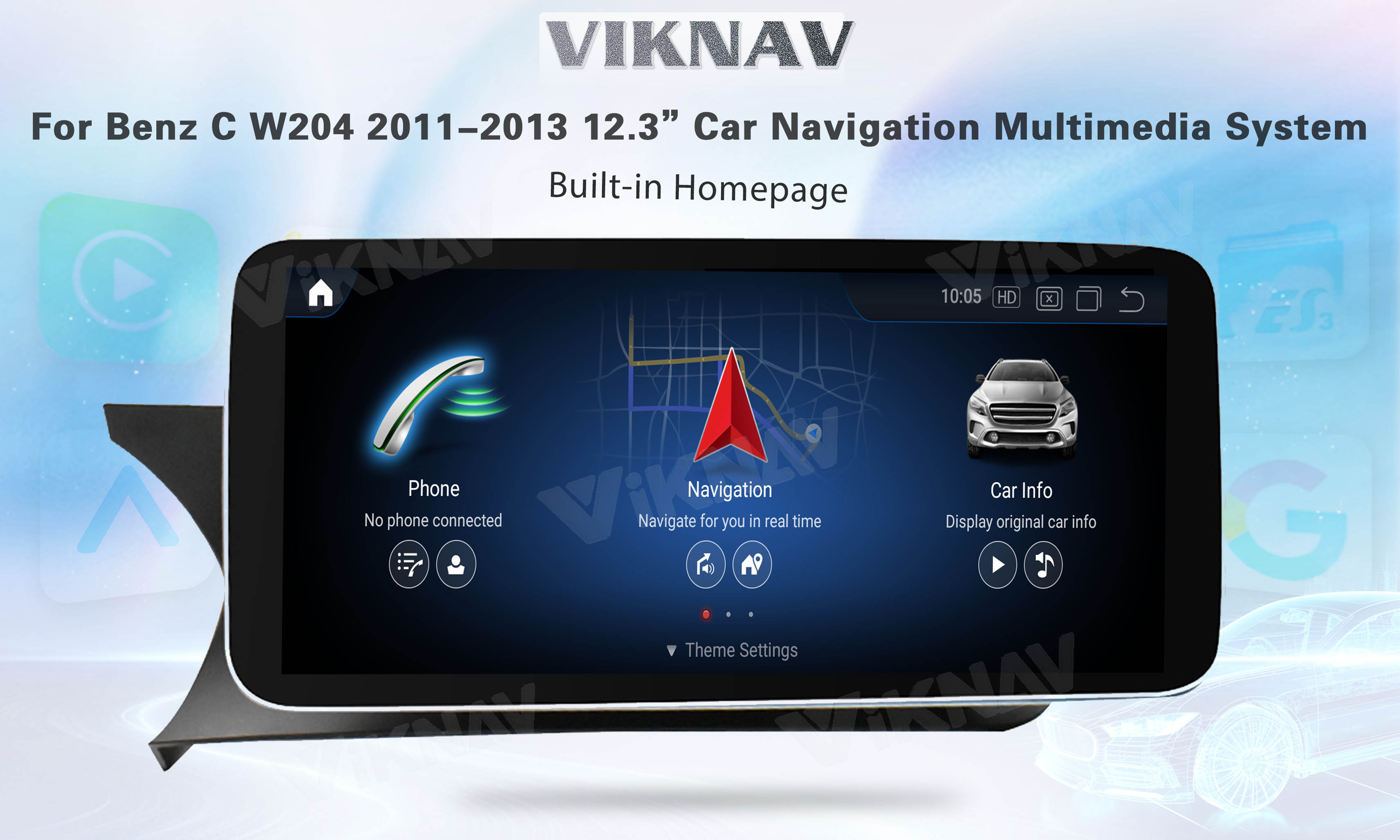 Viknav Android Car Radio For Mercedes Benz C Class W204 2011-2013 LHD RHD Car 12.3 Inch Player GPS Navigation Car NTG4.5