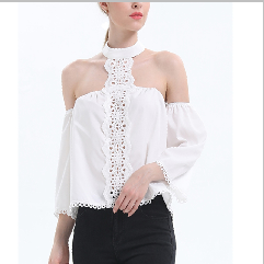 2018 Fashion neck lady pink tops