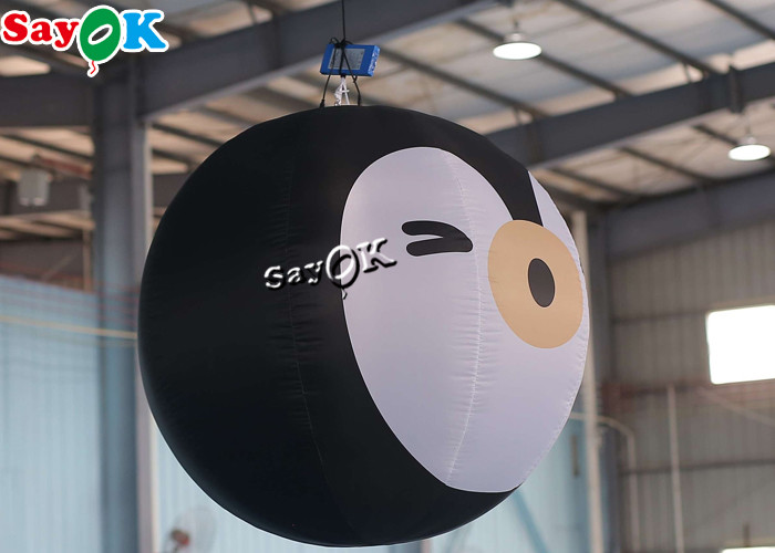 2m Black Inflatable Lighting Decoration Penguin Cartoon For Outdoor