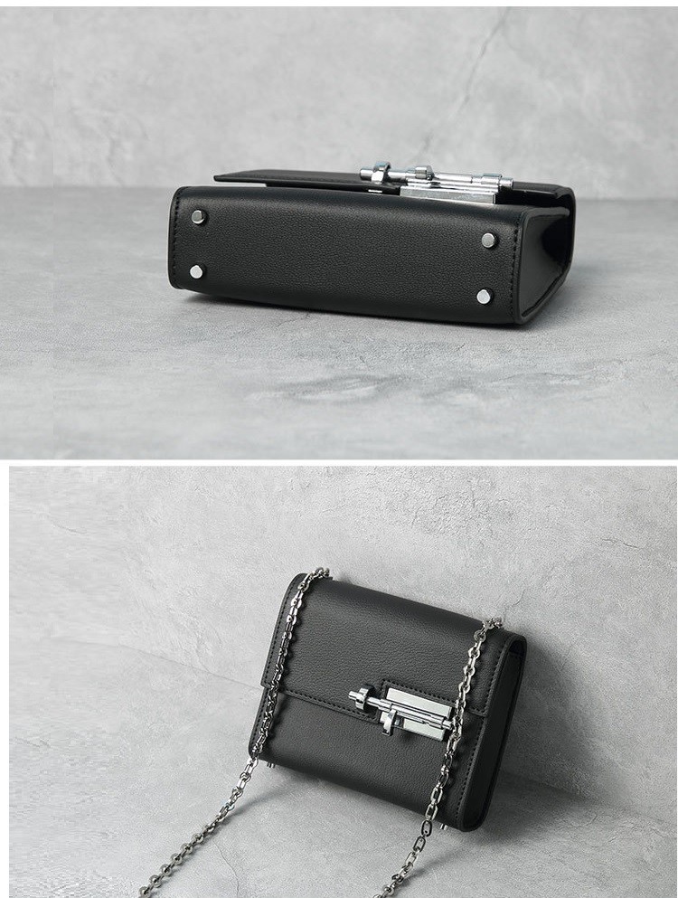 Black Crossbody Genuine Leather Shoulder Bags Barrel Shaped