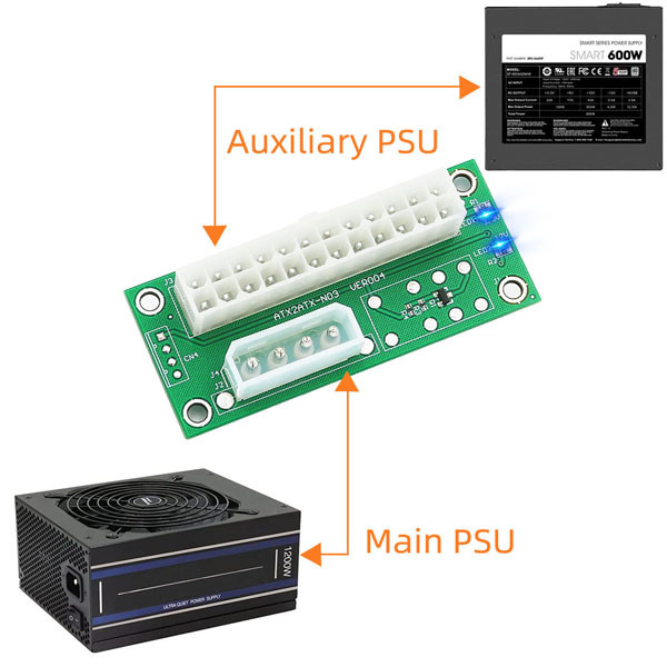 Dual PSU Multiple Power Supply Adapter 3mil Synchronous Power Board