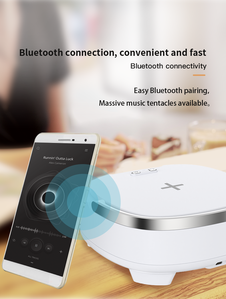 15W Phone Stand Wireless Charger Fast Phone Charging Alarm Clock Bt Speaker For Bedroom