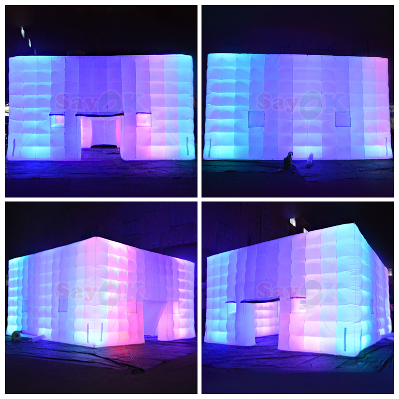 8m Large Cube Air Tents LED 80 People Party Event Inflatable Tent With Air Blower