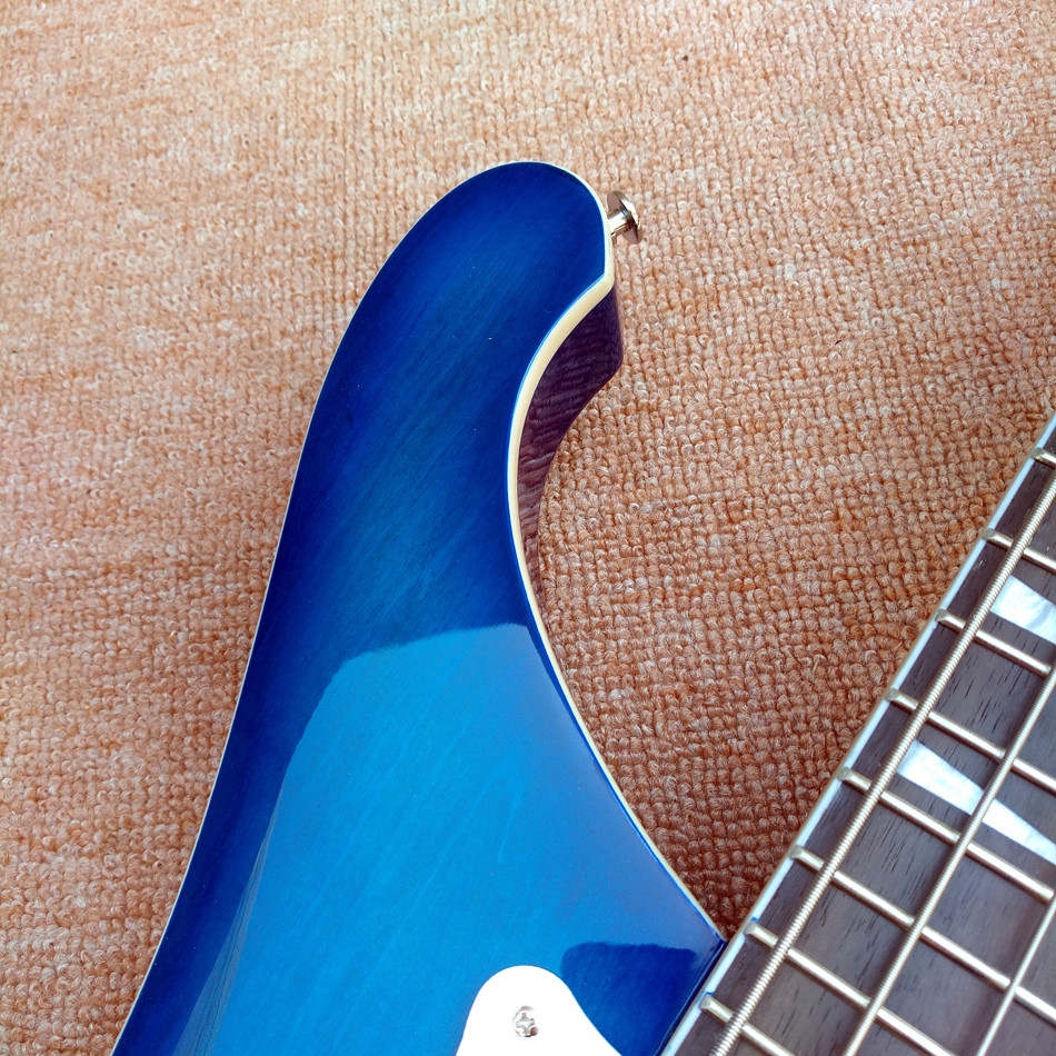 2018 Best Bass Top quality Rick 4003 model Ricken 4 strings Electric Bass guitar in blue color, Chrome hardware