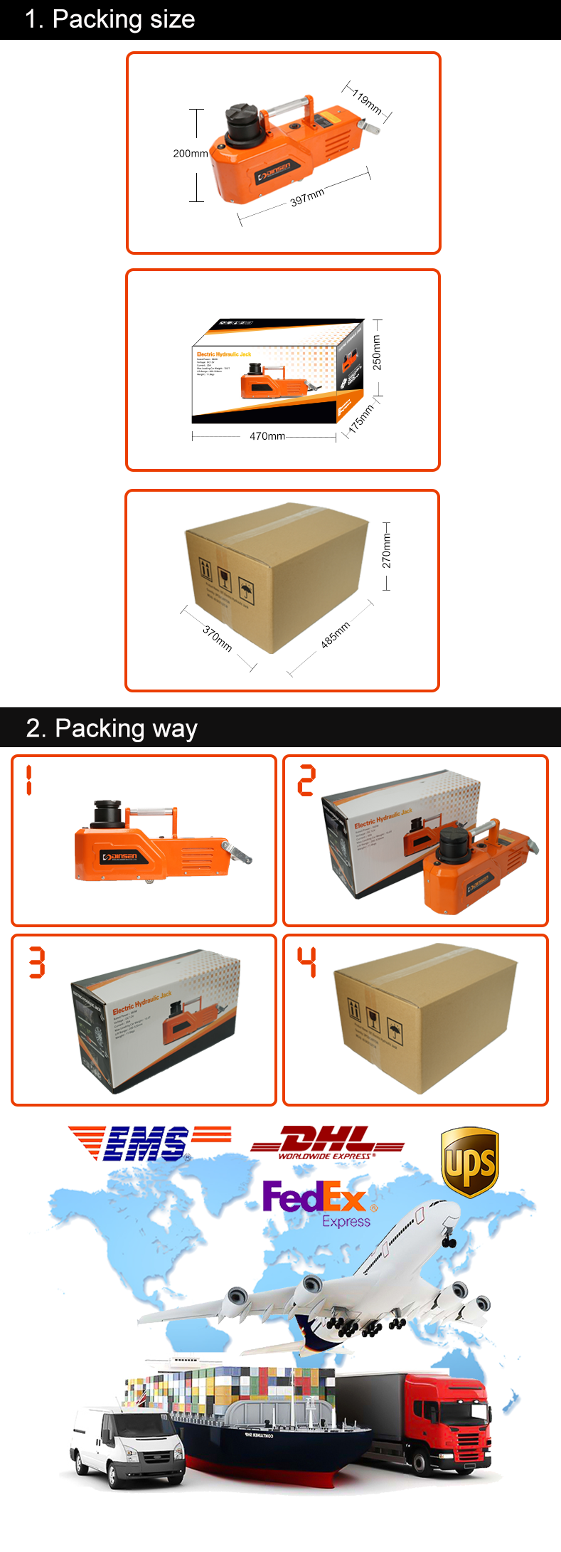 DINSEN 15 Ton Hydraulic Jack Position Adjustable DC 24V With Safety Valve