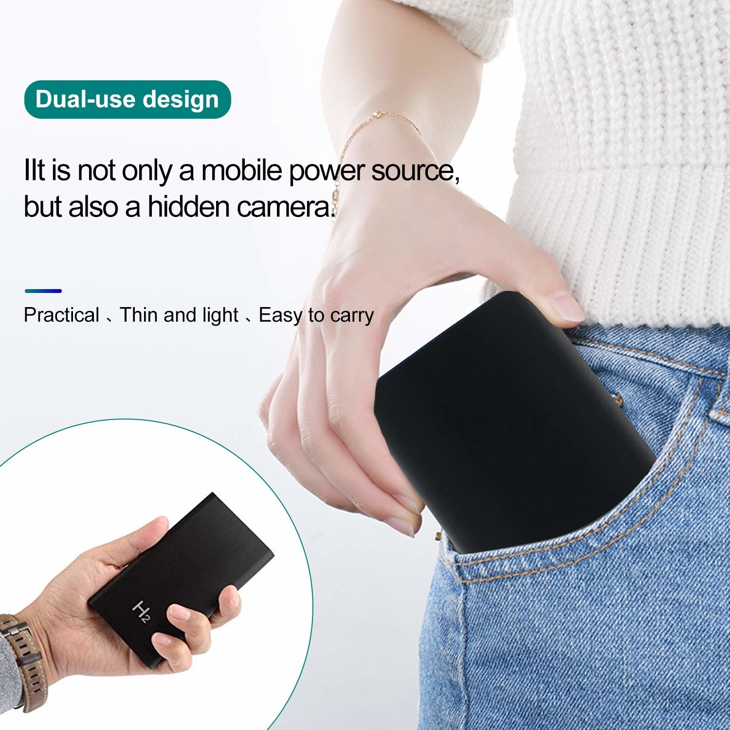 Hot Mini HD 1080P SPY Hidden Camera Power Bank Motion Detection Recorder 5000mAh Device Charger Black H2