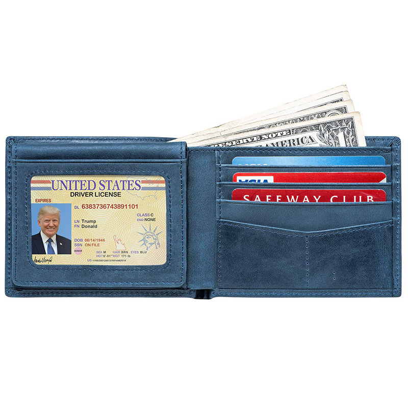 Customized Genuine Leather Wallet for Men Handmade Minimalist Anti-theft Vintage Style