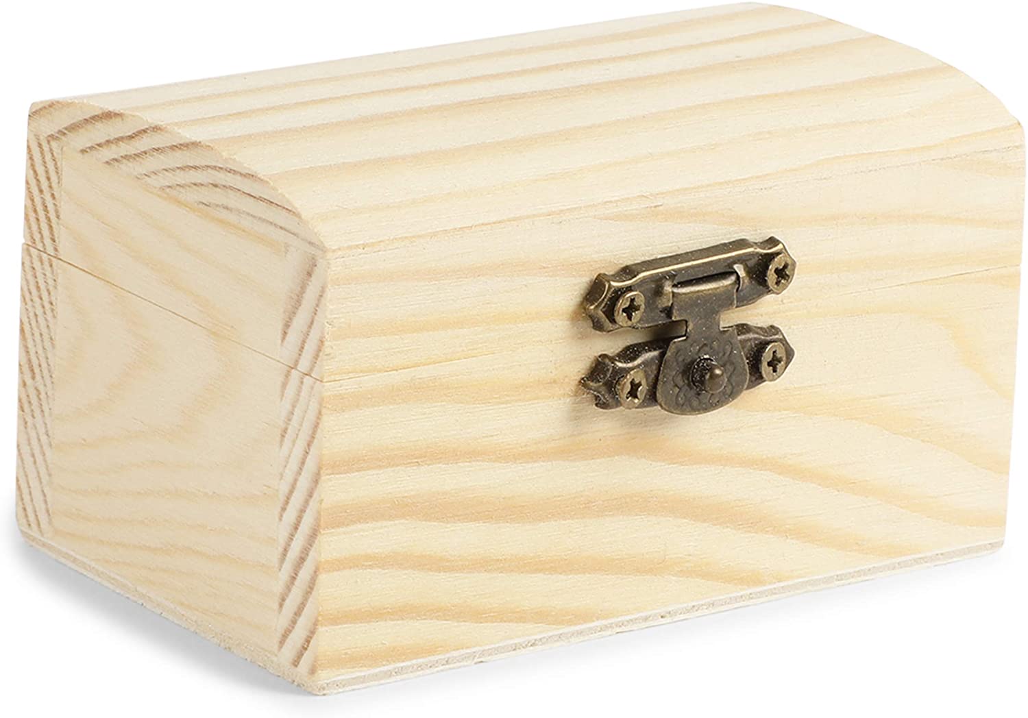 Bright Creations Unfinished Wood Treasure Chest Box with Lid & Locking Clasp 3.5 x 2.2 x 2 inches