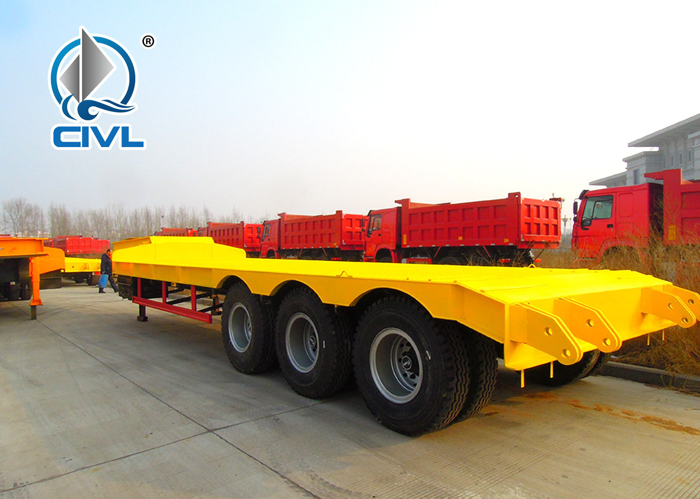 Hydraulic Cylinder CIMC CIVL 60t Low Bed Semi Trailer