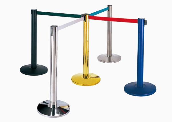 Retractable Belt Type Railing Stand Stainless Steel Crowd Control / Guidance