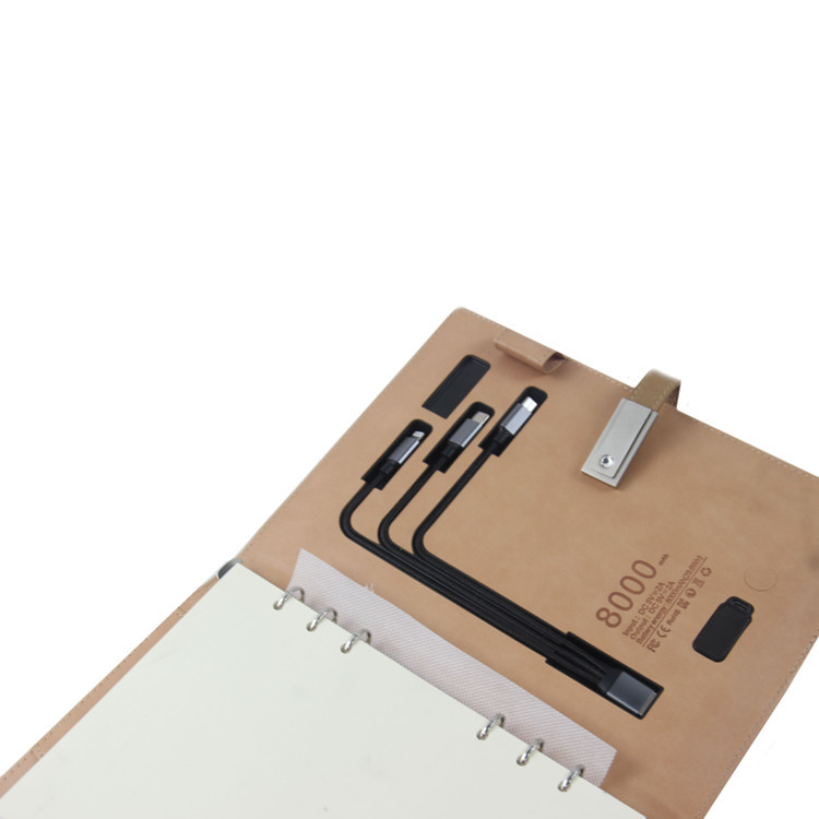 New Arrivals Powerbank Travel Notebook With Wireless Charger Usb Fast Wireless Charging Gift Notebook