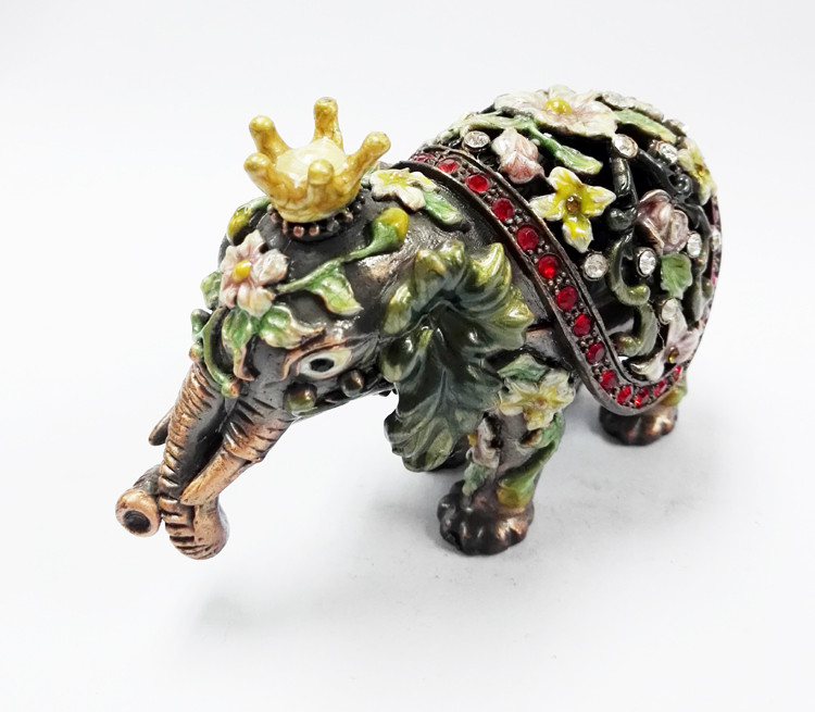 HOT Selling Elephant Custom Metal Jewelry Box Cute Elephant shaped metal jewelry boxes