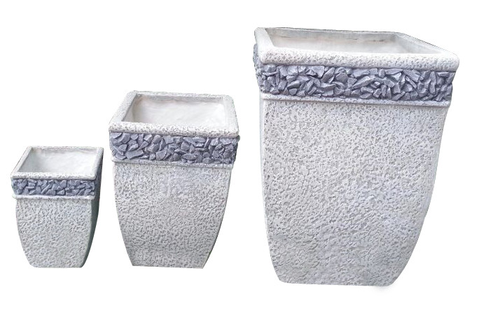 Square Antique Cement Garden Planters , Large Patio Planters For Home